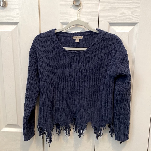 Soft Blue Cropped Sweater - Picture 1 of 3